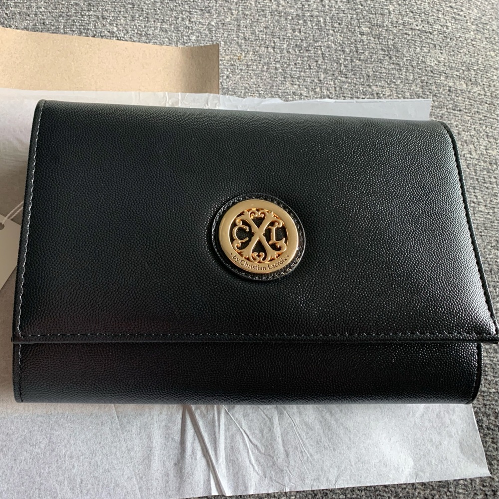 CXL By Christian Lacroix Paris Caviar Black Clutch Detachable Chain Bag NWT 🌴